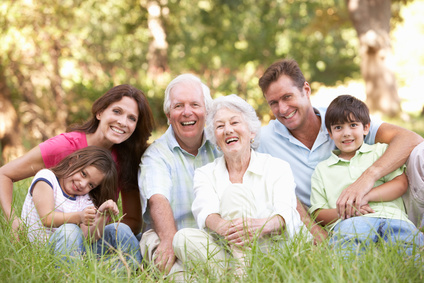 Portrait Of Extended Family Group In Park